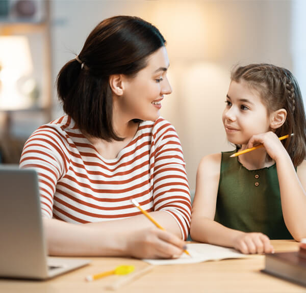 girl doing homework or online education C2LU43X